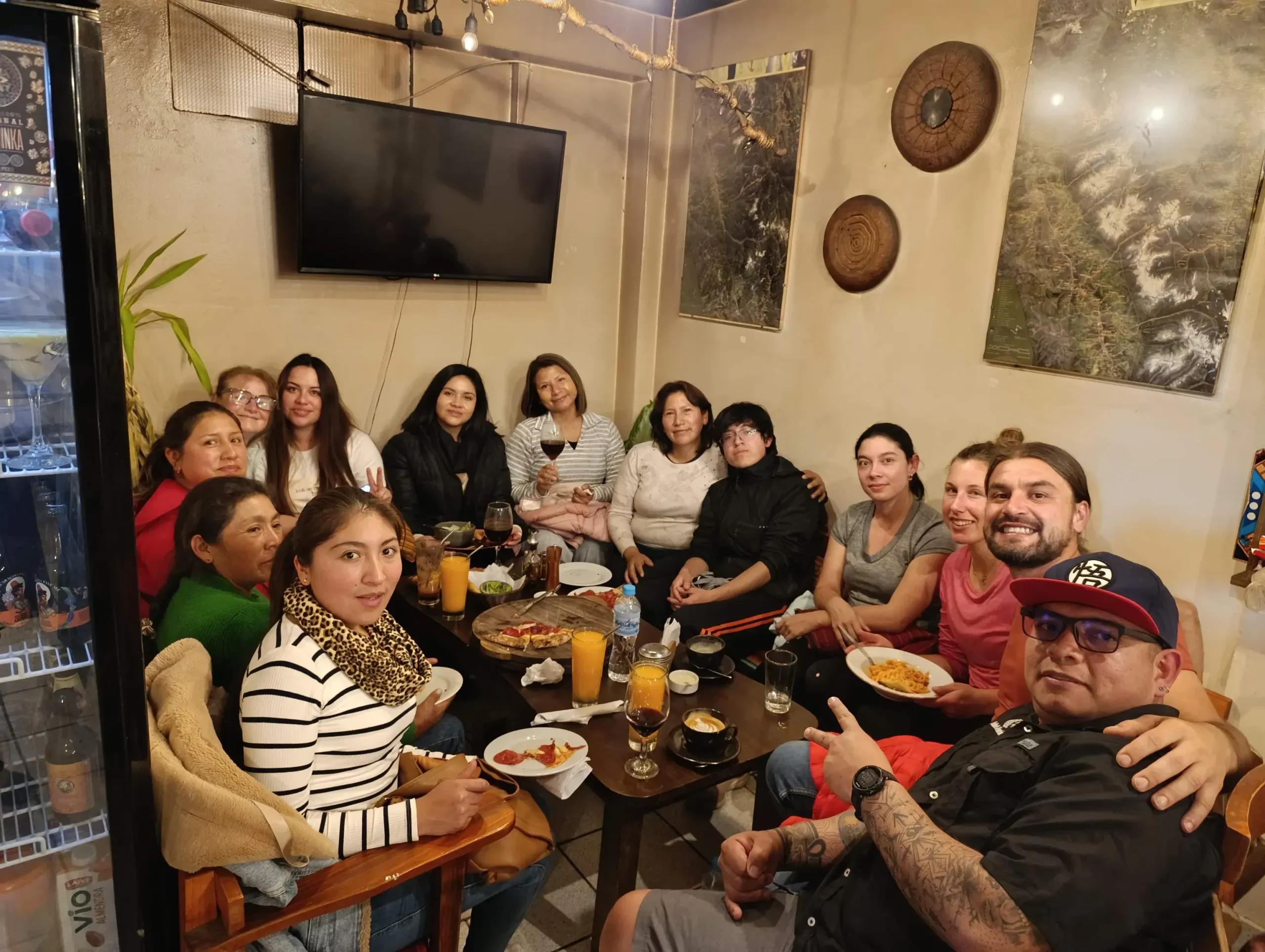 A celebration dinner with trekkers back in Huaraz